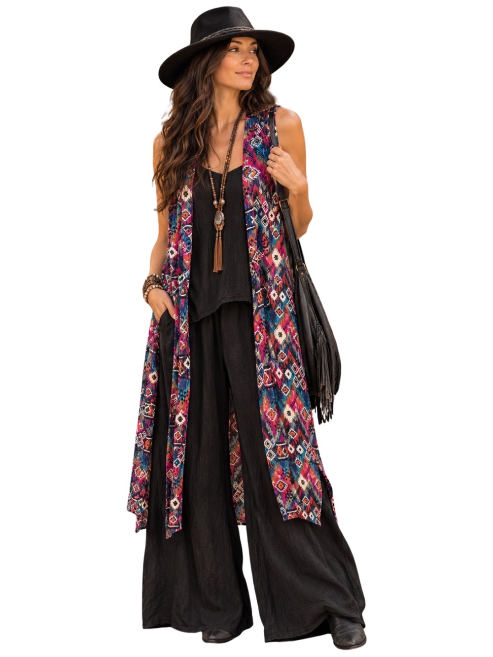 NWT LuLaRoe Joy Flowy Aztec Boho Sleeveless Duster Vest - XS - Multi Color